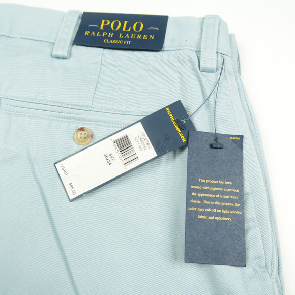 Polo Classic Fit Blue Flat Front Chinos Pants - Picture 4 of 4